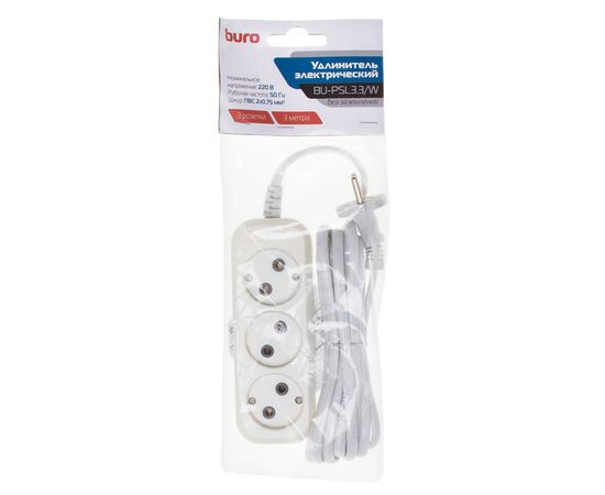  Сетевой удлинитель Buro BU-PSL3.3/W 3м (3 розетки) белый 
