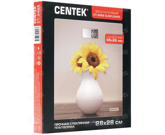  Весы напольные Centek CT-2428 <Sunflower> электронные 180кг, 0,1кг, LCD 65x28, размер 28х28см 