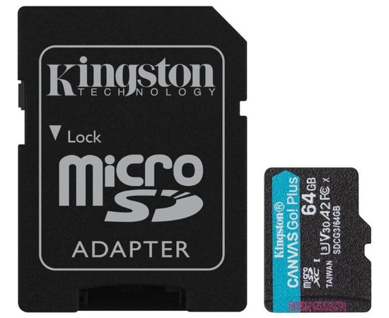  Карта памяти Kingston SDCG3/64GB microSDXC Canvas Go Plus с адаптером 