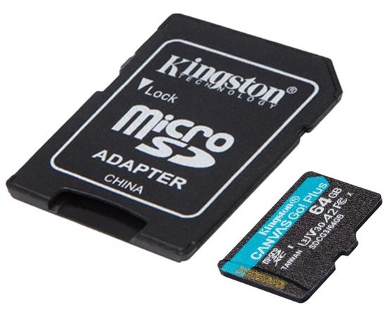  Карта памяти Kingston SDCG3/64GB microSDXC Canvas Go Plus с адаптером 