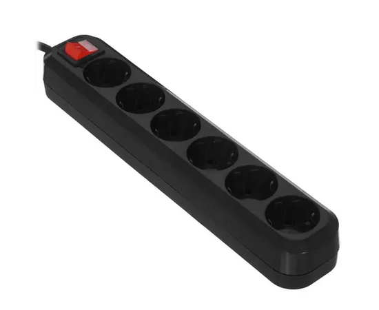  Сетевой фильтр 5bites SP6B-318 6S/3*1.5MM2/16A/ABS/1.8M/Black 