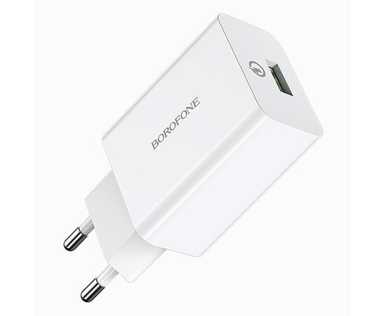  Адаптер Сетевой Borofone BA21A Long QC3.0 1USB/5V/3A (white) 