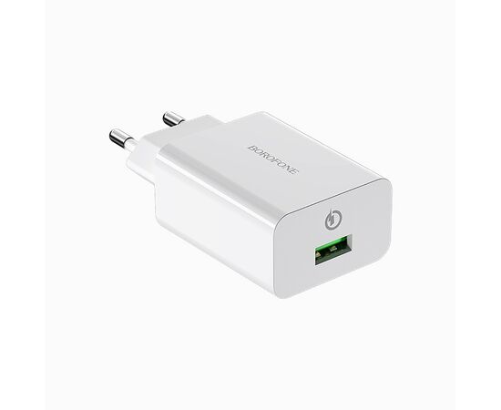  Адаптер Сетевой Borofone BA21A Long QC3.0 1USB/5V/3A (white) 