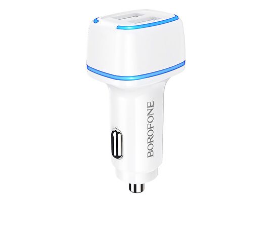  Адаптер Автомобильный с кабелем Borofone BZ14 Max 2USB/5V/2.4A +micro USB (white) 