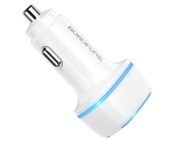  Адаптер Автомобильный с кабелем Borofone BZ14 Max 2USB/5V/2.4A +micro USB (white) 