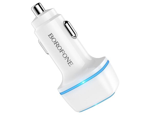  Адаптер Автомобильный с кабелем Borofone BZ14 Max 2USB/5V/2.4A +micro USB (white) 