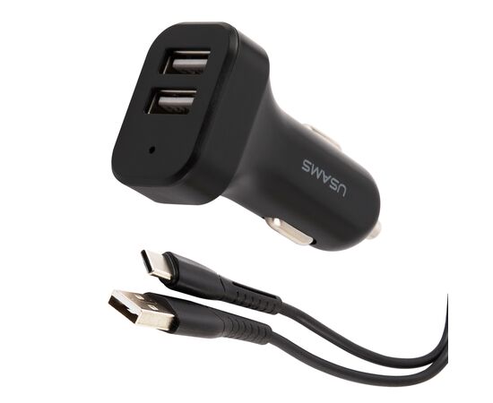  АЗУ USAMS 2USB (USAMS-NT Travel Car Charger Kit King Tu Series) +кабель Type-C U35, черный (NTU35TC13TZ) 