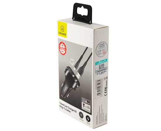  АЗУ USAMS 2USB (USAMS-NT Travel Car Charger Kit King Tu Series) +кабель Type-C U35, черный (NTU35TC13TZ) 