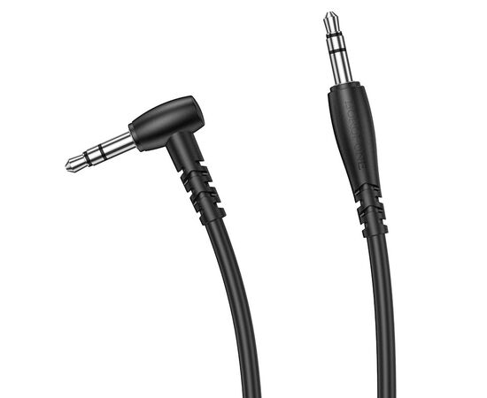  Кабель AUX, Jack 3,5mm(m) - Jack 3,5mm(m) Borofone BL10, 2.0м, круглый, силикон, боковой, цвет: чёрный (1/40/400) 