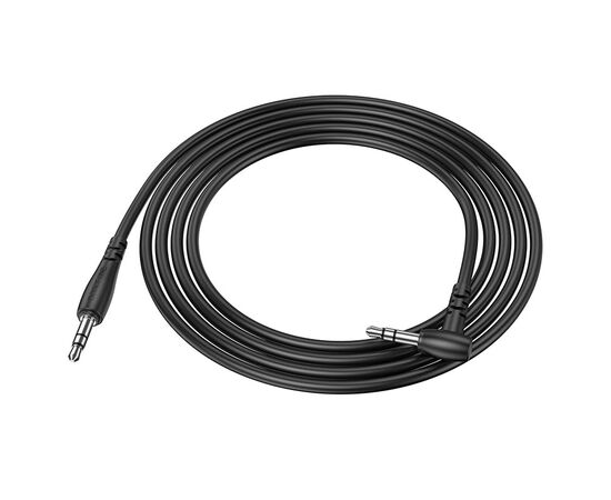  Кабель AUX, Jack 3,5mm(m) - Jack 3,5mm(m) Borofone BL10, 2.0м, круглый, силикон, боковой, цвет: чёрный (1/40/400) 