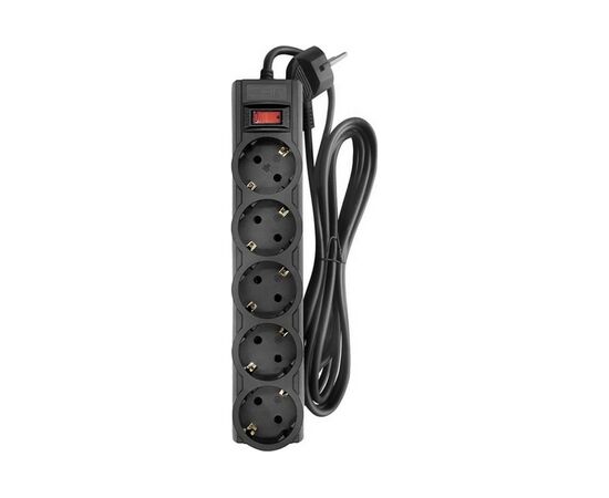  Сетевой фильтр CBR CSF 2505-1.8 Black PC, 5 евророзеток, длина 1,8 м, чёрный 
