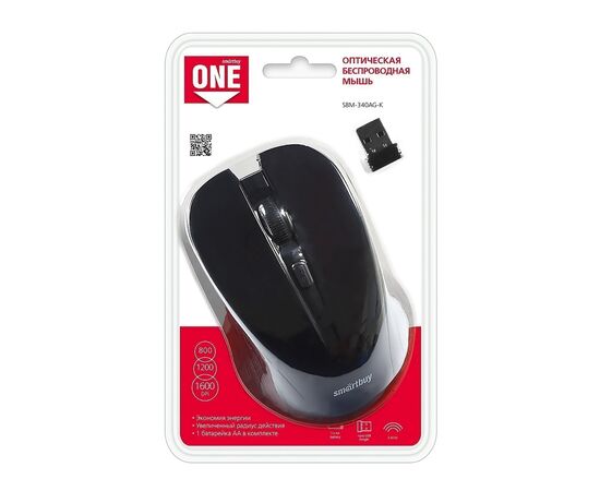  Мышь оптическая беспроводная Smart Buy SBM-340AG-K ONE (black) (57584) 