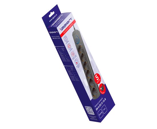  Сетевой фильтр Ippon BK-6-EU-5-16-B (5м 6 розеток черный) 