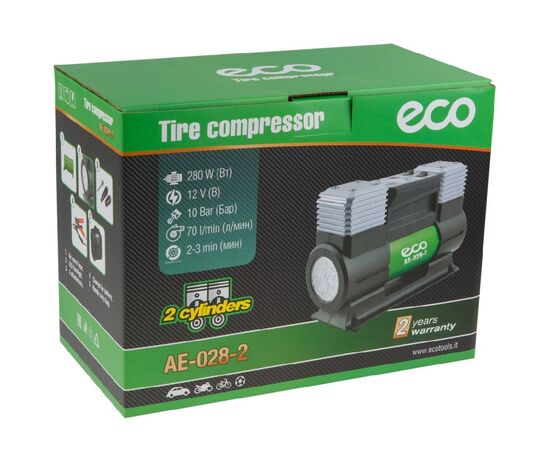  Компрессор автомобильный ECO AE-028-2 (12В, 70 л/мин) 