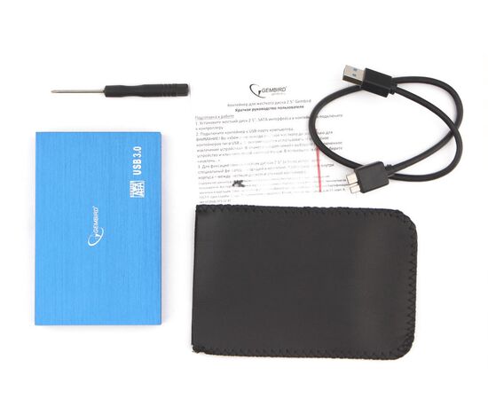 Корпус для HDD/SSD 2.5" SATA3 USB3.0 Gembird EE2-U3S-56, синий металлик, алюминиевый 