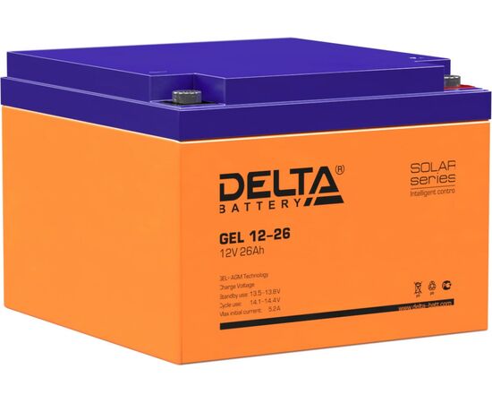  Аккумуляторная батарея Delta GEL 12-26 напряжение 12В, емкость 26Ач (174х166х125mm) 