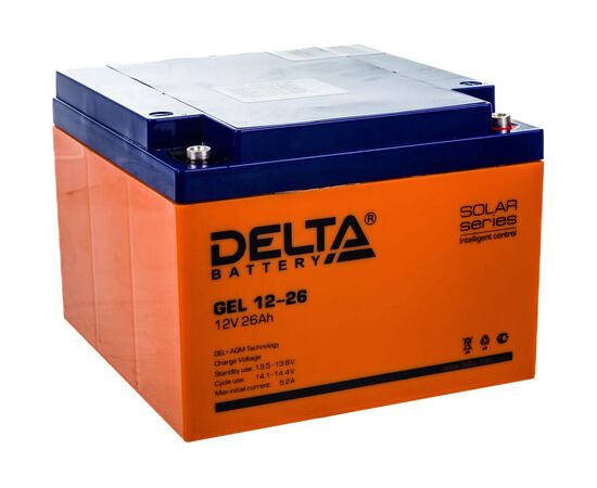  Аккумуляторная батарея Delta GEL 12-26 напряжение 12В, емкость 26Ач (174х166х125mm) 