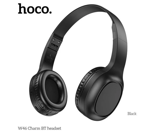  Наушники полноразмерные HOCO W46 Charm, bluetooth 5.3, 200мАч, цвет: чёрный (1/60) 