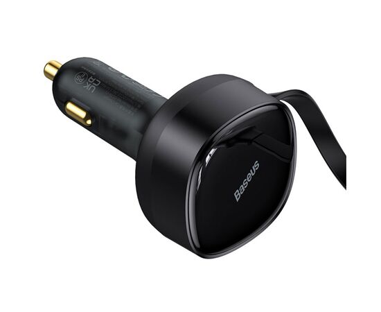  Автомобильное зарядное устройство BASEUS Enjoyment Retractable с Кабелем Type-C/Lightning, 3.5A, 20W, черный 