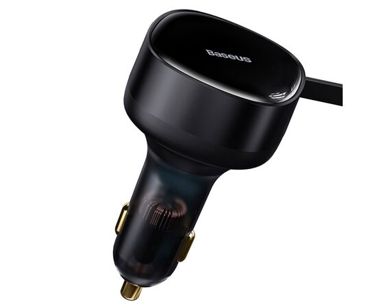  Автомобильное зарядное устройство BASEUS Enjoyment Retractable с Кабелем Type-C/Lightning, 3.5A, 20W, черный 