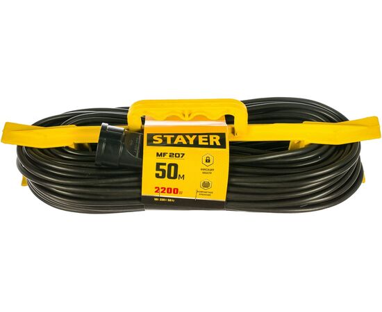  Удлинитель силовой Stayer 55018-50 z01 2x0.75кв.мм 1розет. 50м ПВС 10A пласт.рамка черный 