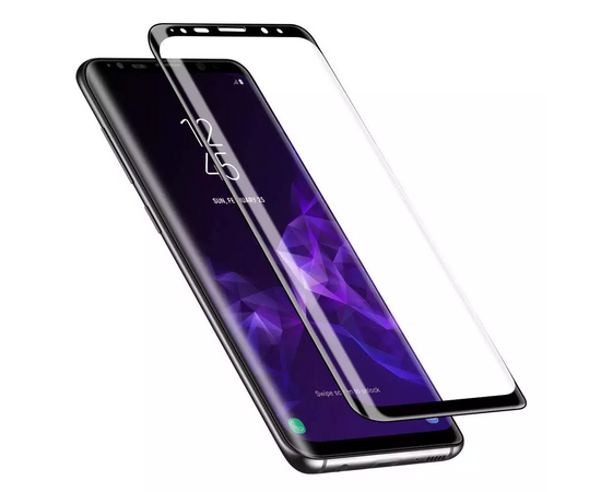  Защитное стекло для Samsung S10 Plus, Full Glue 3D, закругленное под экран, прозрачный+черная рамка 