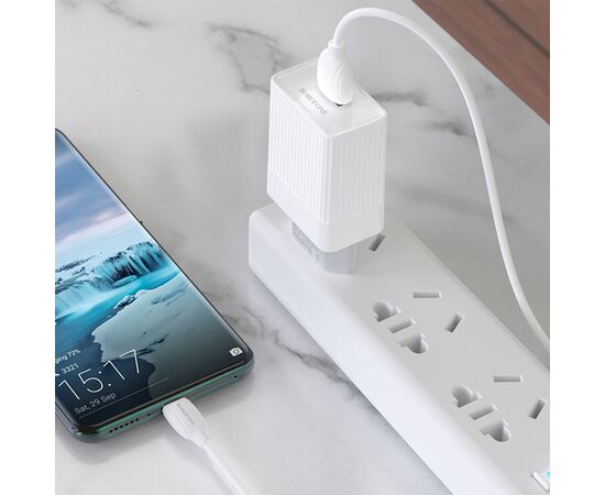  Сетевое зарядное устройство BOROFONE BA47A Mighty 1xUSB с Кабелем USB - Type-C, 3A, 18W, белый 