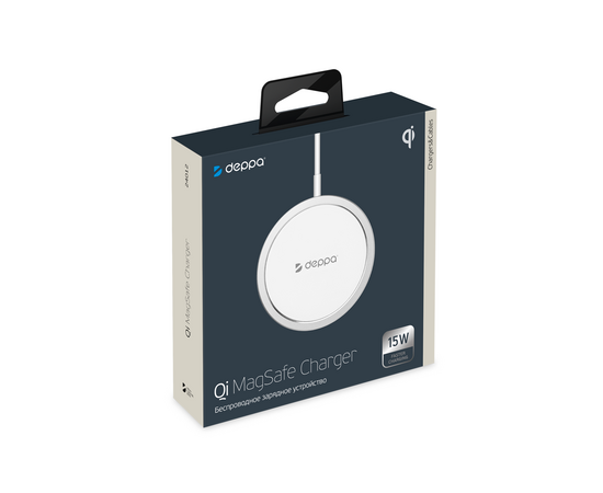  Беспроводное ЗУ MagSafe, Qi 15W, серебро, Deppa, 24012 