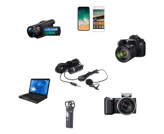  Микрофон CANDC DC-C1 Pro, петличный, Jack 3.5mm, 6 м, черный, электронный конденсатор 