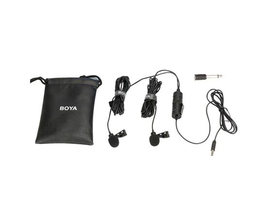  Микрофон BOYA BY-M1DM, петличный, Jack 3.5mm, черный, двойной всенаправленный 