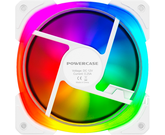  Вентилятор Powercase CM21-12W ARGB White 120x120x25мм (PWM, 4pin +ARGB Sync, 800-1500±10 об/мин) Bulk 