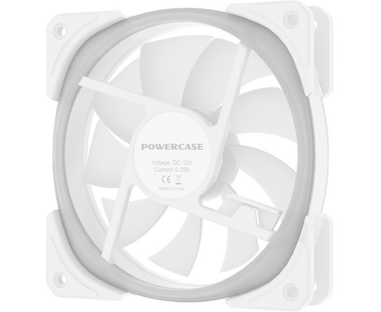  Вентилятор Powercase CM21-12W ARGB White 120x120x25мм (PWM, 4pin +ARGB Sync, 800-1500±10 об/мин) Bulk 