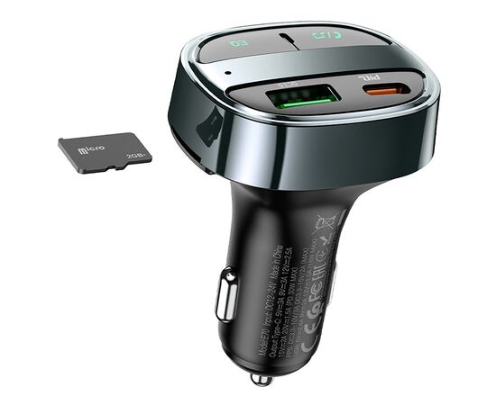  Автомобильный FM-трансмиттер Hoco E70 BT PD QC 30W (black) (207598) 