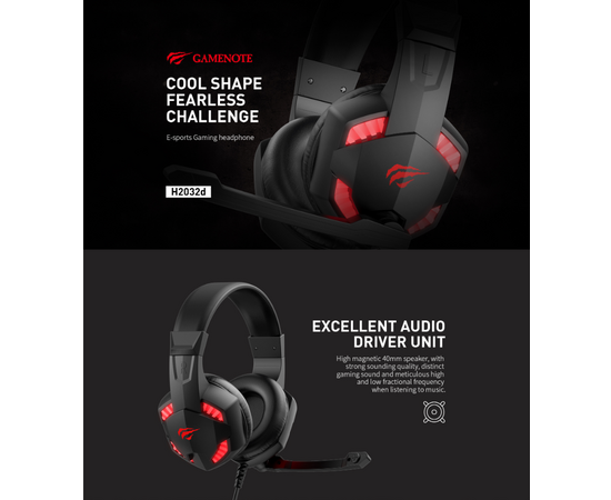  Гарнитура игровая с подсветкой HAVIT GAMENOTE HV-H2032d Gaming  Черно-красная 