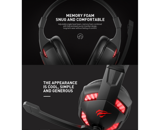  Гарнитура игровая с подсветкой HAVIT GAMENOTE HV-H2032d Gaming  Черно-красная 