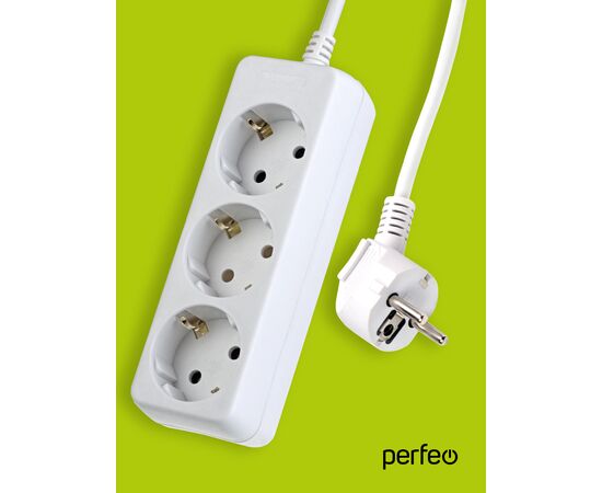  Сетевой удлинитель с заземлением Perfeo "POWERMATE", 5,0м, 3 розетки, белый (PF-PE-3/5,0-W) 