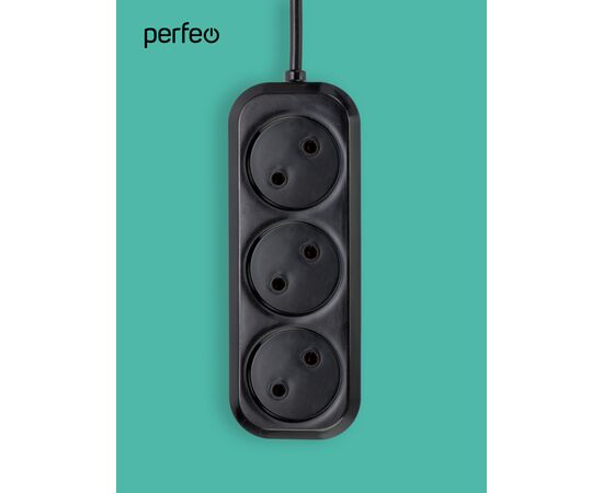  Сетевой удлинитель без заземления Perfeo "RU POWER", 5,0м, 3 розетки, чёрный (Р16-012) 