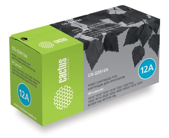  Тонер Картридж Cactus CS-Q2612AS (тип Q2612AS) черный, 2000 стр., для HP 1010/1012/1015/1018/1020/1020Plus/1022/3015/3020 