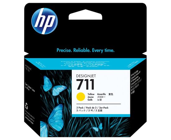  Картридж струйный HP 711 CZ136A желтый x3упак. (29мл) для HP DJ T120/T520 