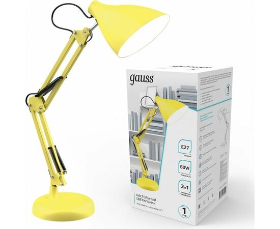  Светильник Gauss GT0035 настольный на струбцине/основание E27 желтый 60Вт 