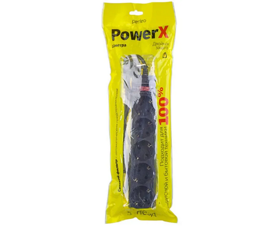  Сетевой фильтр Perfeo "POWERX", 1,8м, 5 розеток, черный. 