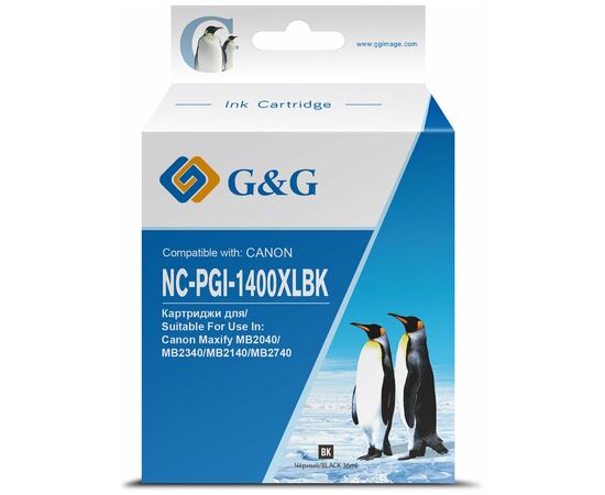  Картридж струйный G&G GG-PGI-1400XLBK PGI-1400XL BK черный (36мл) для Canon MB2050/MB2350/MB2040/MB2340 