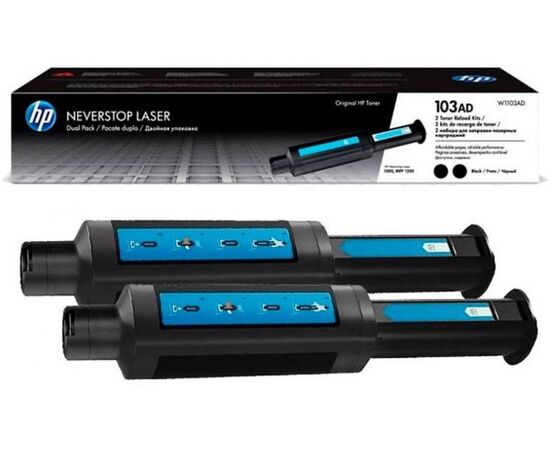  Заправочный комплект лазерный HP 103AD/W1103AD, черный, 2шт., 5000 страниц, оригинальный, для HP Neverstop Laser 1000a/1000w/1200a/1200w 