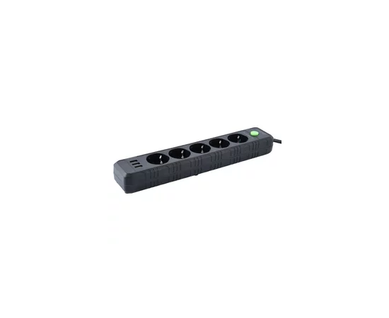  Amper сетевой удлинитель, 2,0м, 5 розеток, 10А, 2500 Вт, 3usb, черный. 