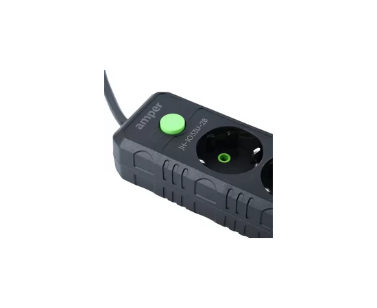  Amper сетевой удлинитель, 2,0м, 5 розеток, 10А, 2500 Вт, 3usb, черный. 