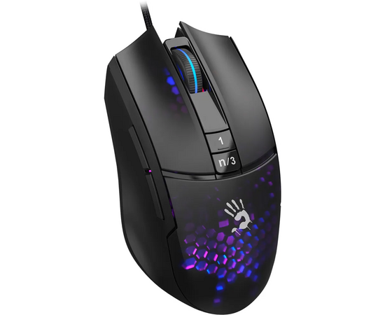  Мышь A4Tech Bloody L65 Max черный/фиолетовый оптическая (12000dpi) USB (6but) L65 MAX/HONEYCOMB 