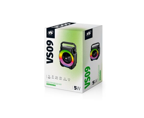  BT колонка  с  динамической подсветкой VS 104-01 LED, FM, MP3 USB/TF, TWS, 5 Вт, черная 
