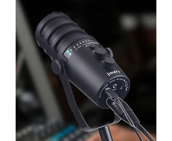 Микрофон универсальный кардиоидный JMARY MC-PW12, Type-C+Bluetooth+AUX, черный 