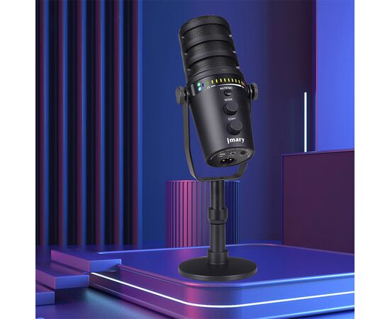  Микрофон универсальный кардиоидный JMARY MC-PW12, Type-C+Bluetooth+AUX, черный 