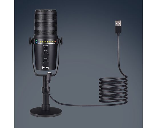  Микрофон универсальный кардиоидный JMARY MC-PW12, Type-C+Bluetooth+AUX, черный 